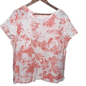 Joie Linen Red and White Beachy Tropical Top Tunic